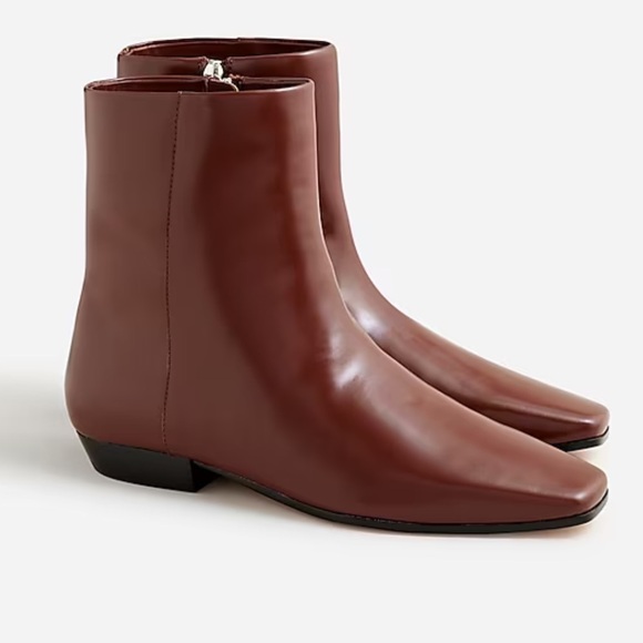 J.Crew Womens Square-Toe Ankle Boots Spazzolato Leather Side  New J crew‎ Square-toe ankle boots in spazzolato leather